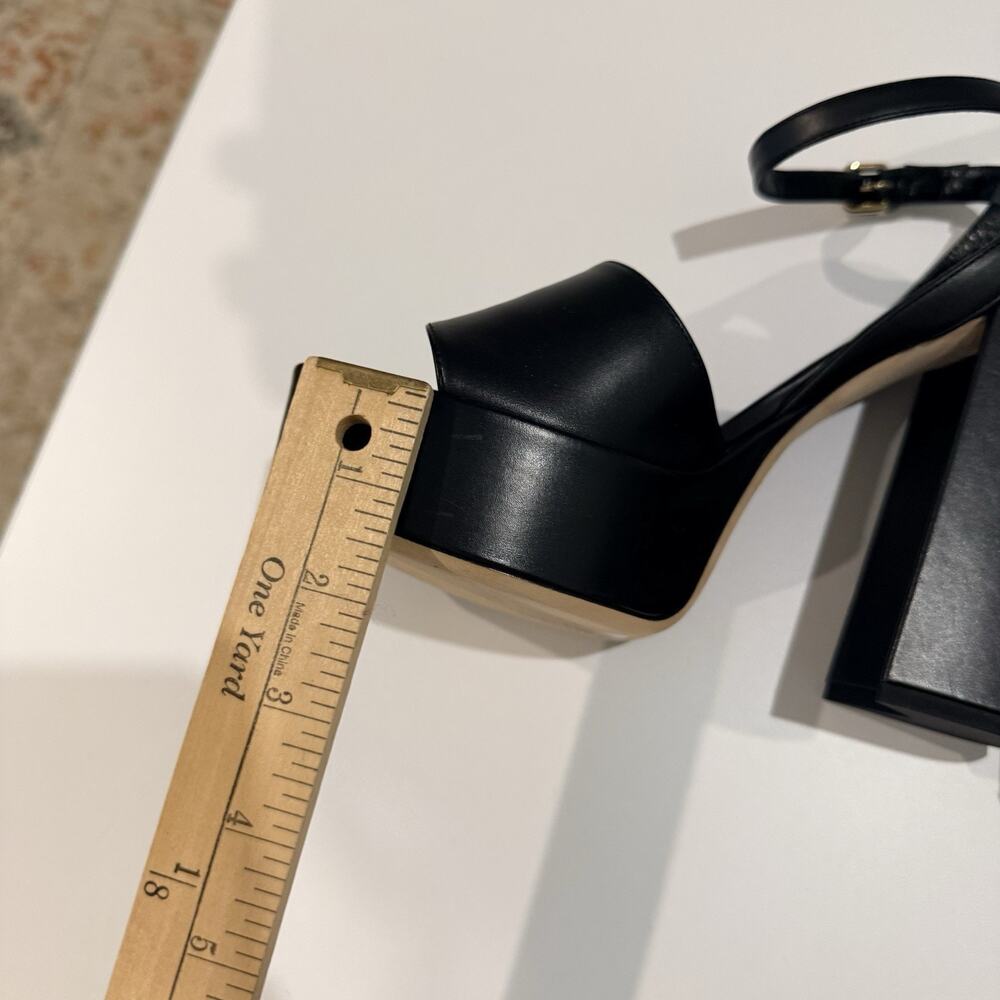 Louis Vuitton Black Leather LV logo embellished Shake Platform sandals EU 38 - Picture 14 of 16